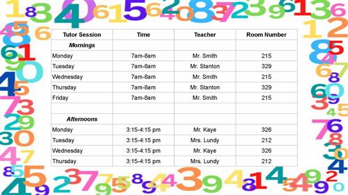 Math Tutoring Schedule